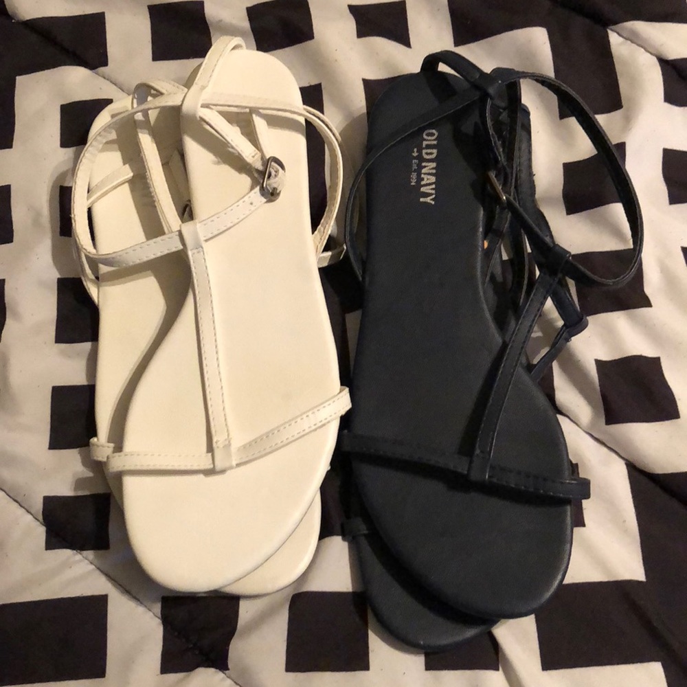 Blue and white sandals